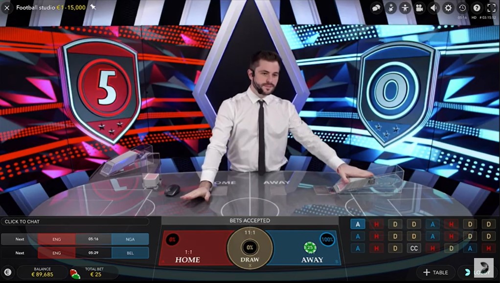 First Person Football Studio de Evolution Gaming